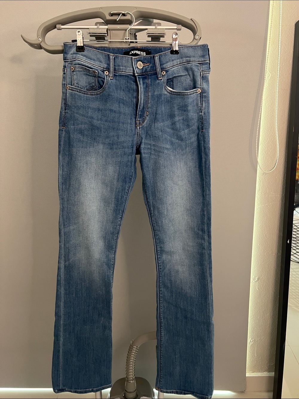 Express Blue Mid Wash Straight-Leg Jeans
